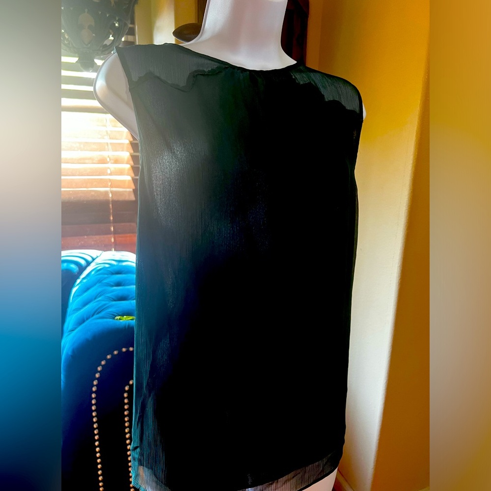 Green double layered sheer tank